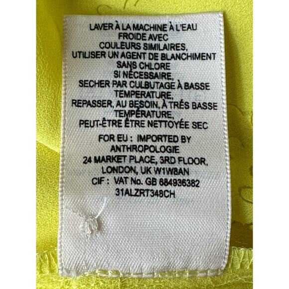 Vanessa Virginia Anthropologie Top Women 2 Fieldbloom Butter Yellow Peasant Boho - Picture 8 of 8